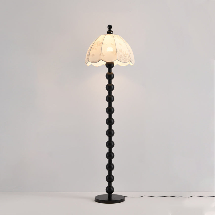 Traditional Chinese Spherical Cylindrical Wooden Floor Lamp for Living Room - 1-Light Design