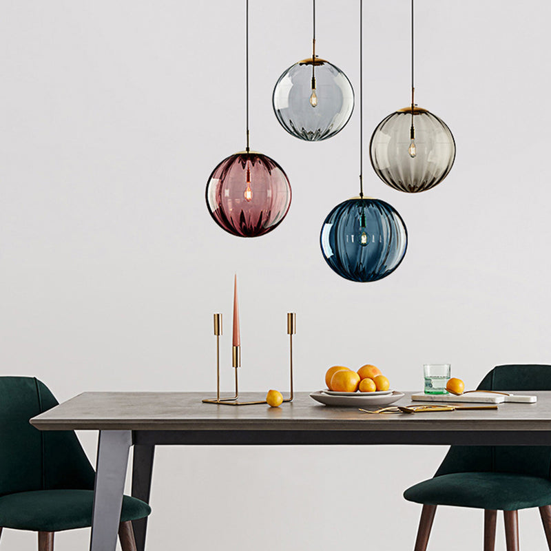 Modern Minimalist Iron Glass Pendant Light - Spherical 1-Light for Dining Room