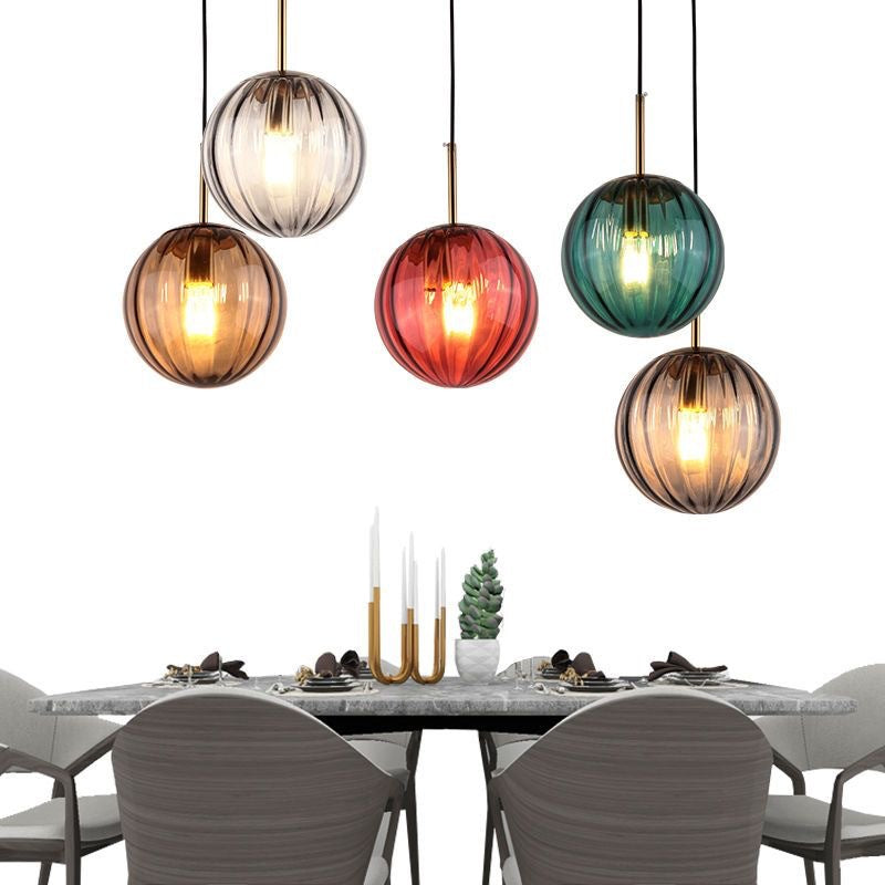 Modern Minimalist Iron Glass Pendant Light - Spherical 1-Light for Dining Room