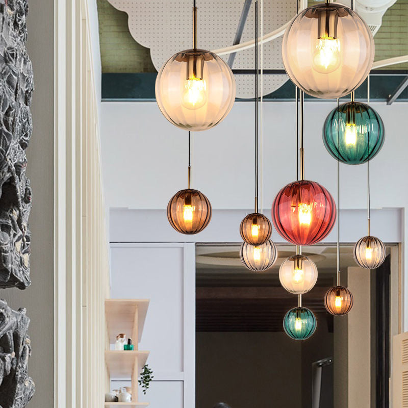 Modern Minimalist Iron Glass Pendant Light - Spherical 1-Light for Dining Room