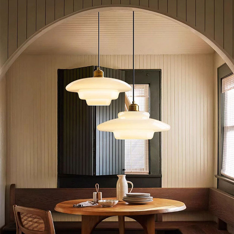 Modern Minimalist Flying Saucer Pendant Light - Spherical Round Iron & Glass, 1-Light for Dining Room