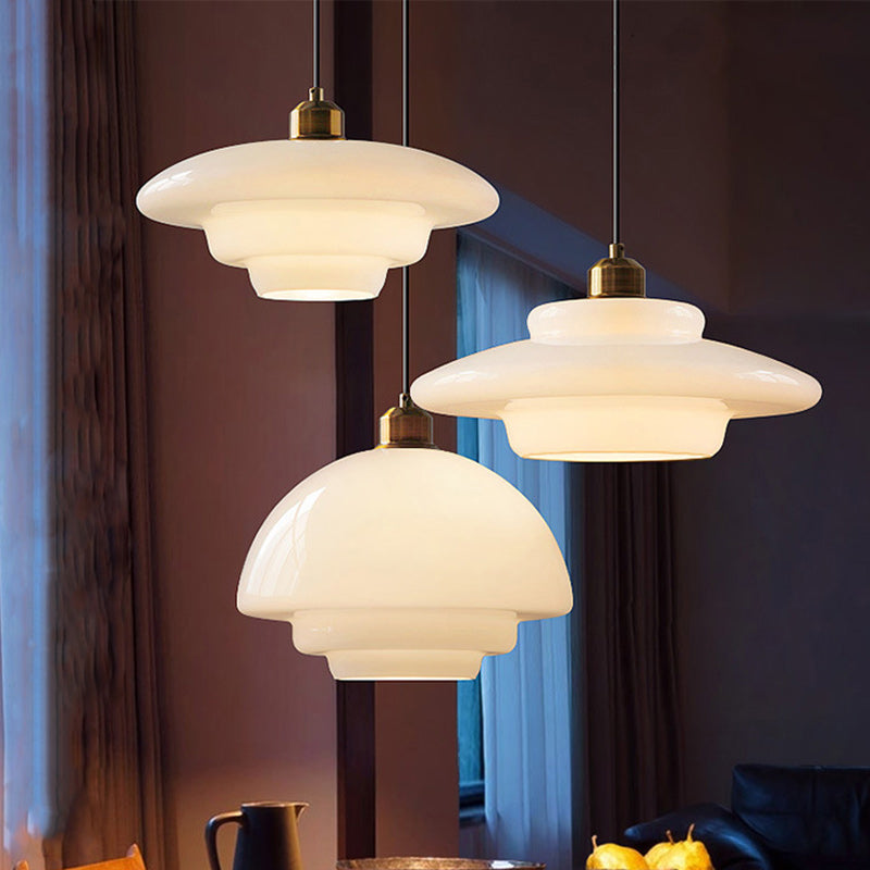 Modern Minimalist Flying Saucer Pendant Light - Spherical Round Iron & Glass, 1-Light for Dining Room