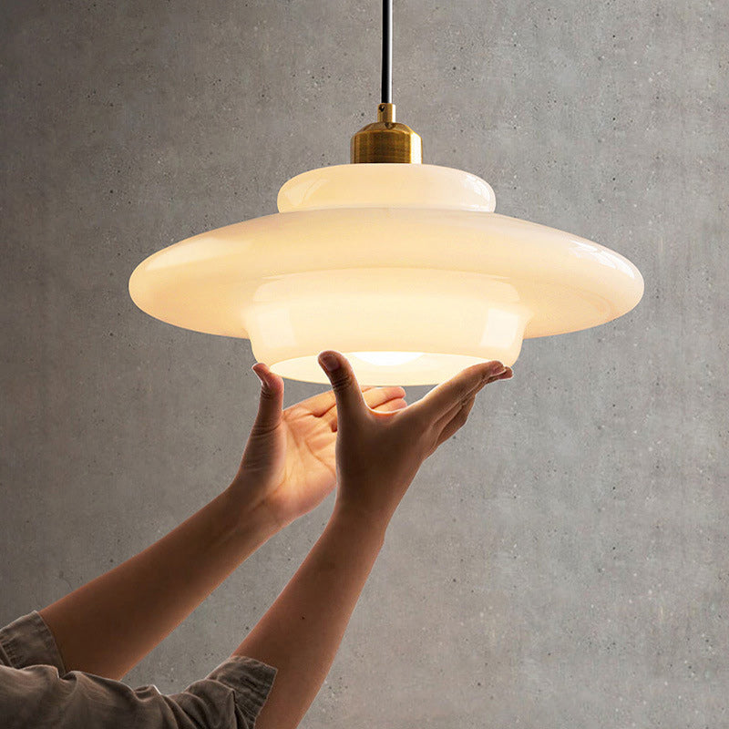 Modern Minimalist Flying Saucer Pendant Light - Spherical Round Iron & Glass, 1-Light for Dining Room