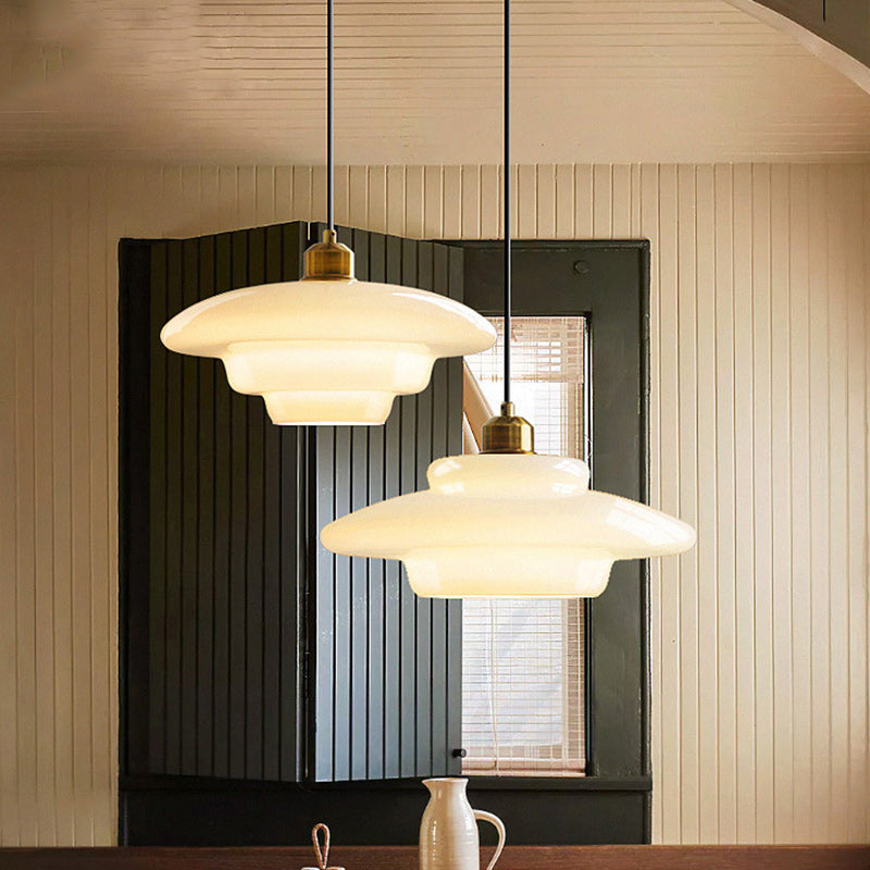 Modern Minimalist Flying Saucer Pendant Light - Spherical Round Iron & Glass, 1-Light for Dining Room