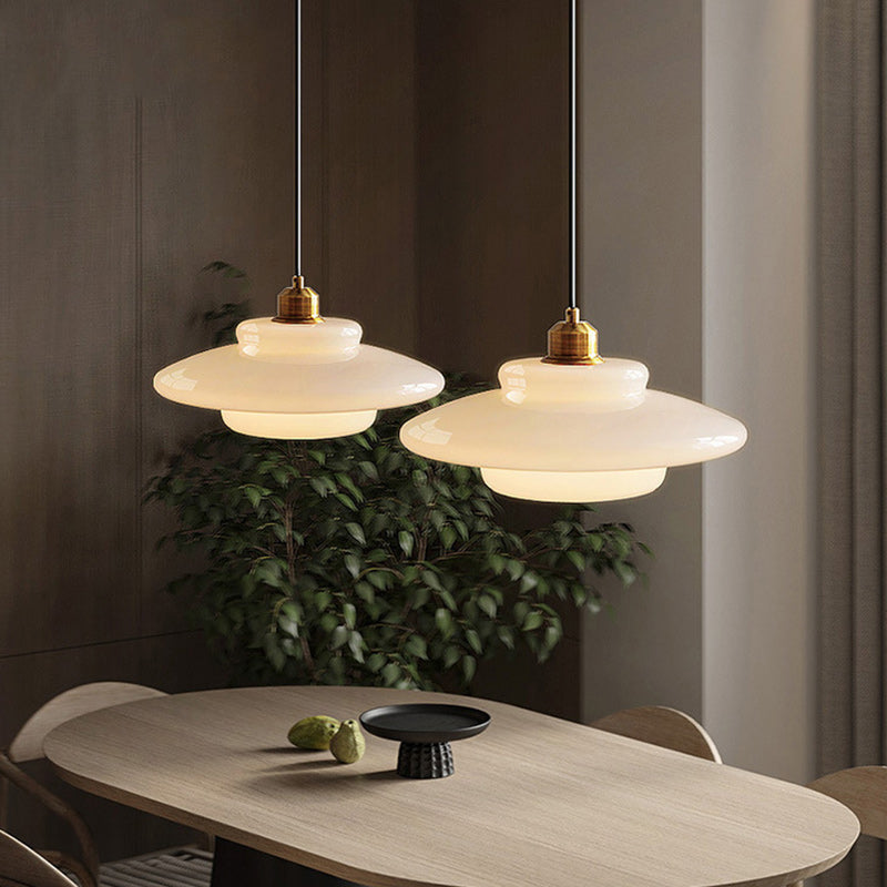 Modern Minimalist Flying Saucer Pendant Light - Spherical Round Iron & Glass, 1-Light for Dining Room