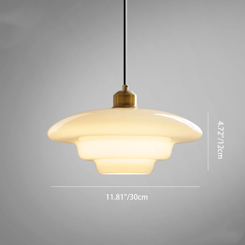 Modern Minimalist Flying Saucer Pendant Light - Spherical Round Iron & Glass, 1-Light for Dining Room