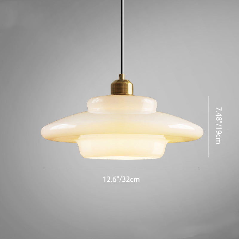 Modern Minimalist Flying Saucer Pendant Light - Spherical Round Iron & Glass, 1-Light for Dining Room