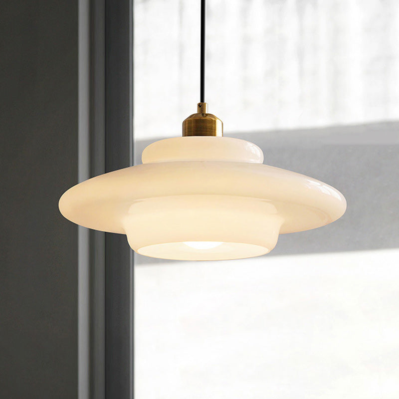 Modern Minimalist Flying Saucer Pendant Light - Spherical Round Iron & Glass, 1-Light for Dining Room