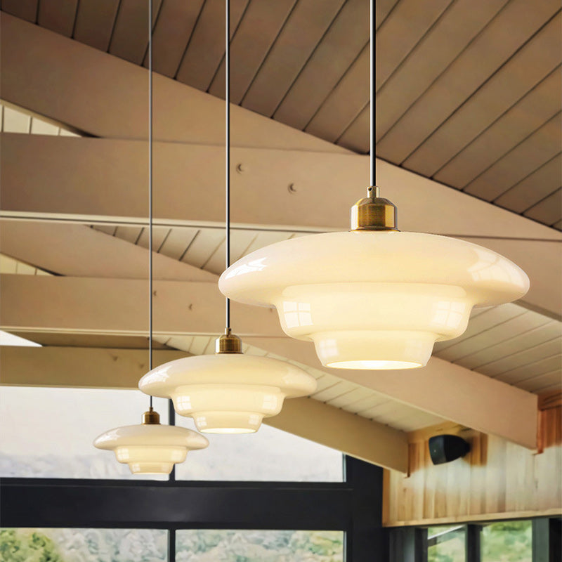 Modern Minimalist Flying Saucer Pendant Light - Spherical Round Iron & Glass, 1-Light for Dining Room