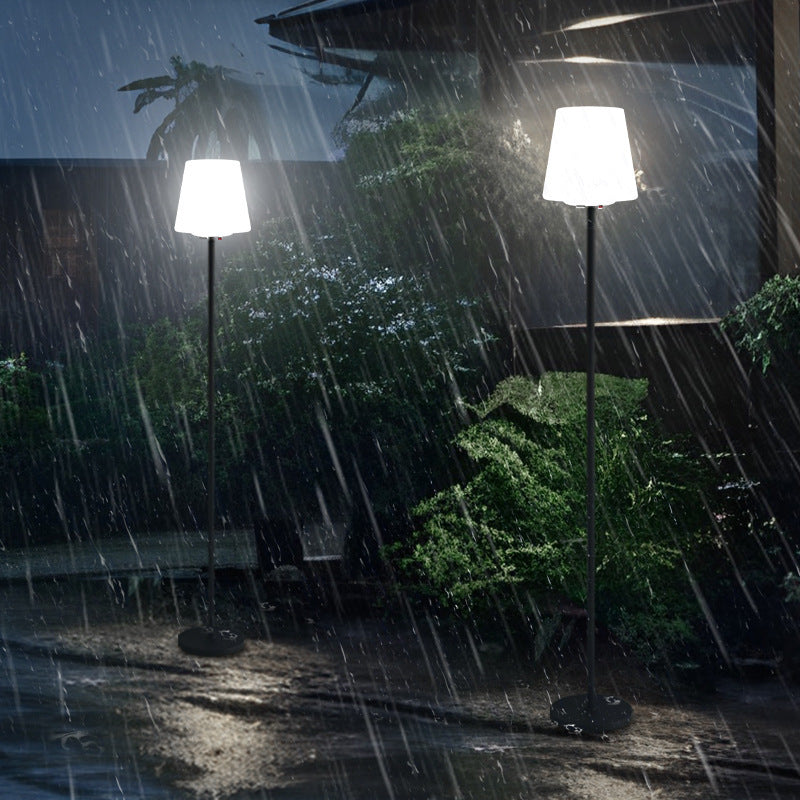 Modern Minimalist Waterproof LED Garden Floor Lamp - Round Cylindrical PE Iron Design