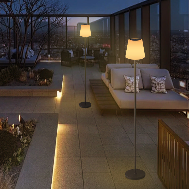 Modern Minimalist Waterproof LED Garden Floor Lamp - Round Cylindrical PE Iron Design