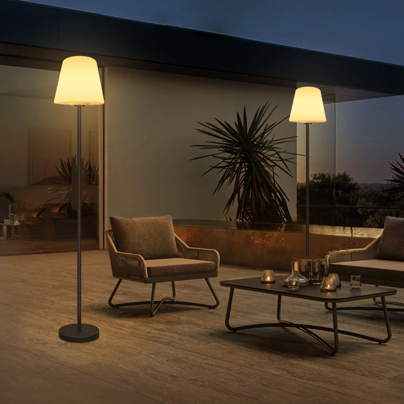 Modern Minimalist Waterproof LED Garden Floor Lamp - Round Cylindrical PE Iron Design