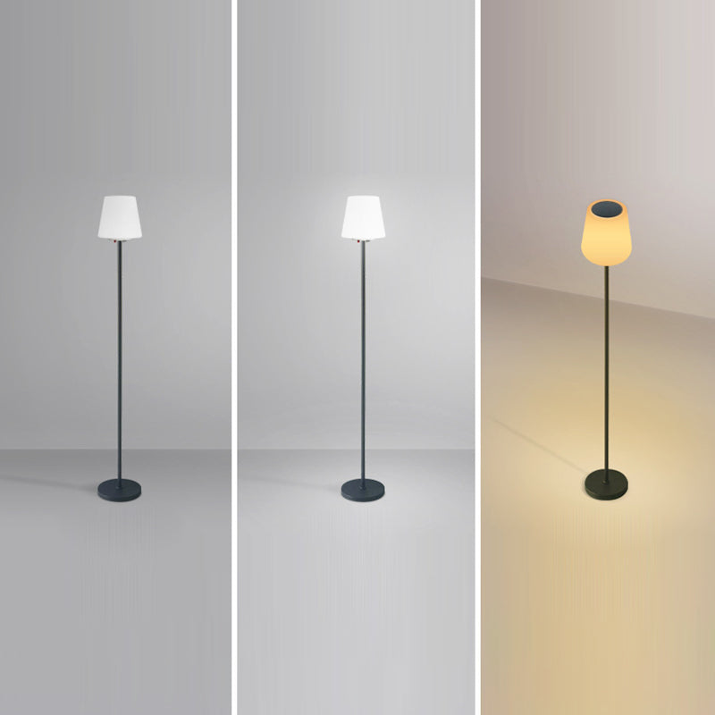 Modern Minimalist Waterproof LED Garden Floor Lamp - Round Cylindrical PE Iron Design