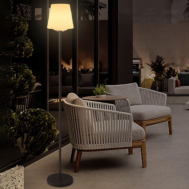 Modern Minimalist Waterproof LED Garden Floor Lamp - Round Cylindrical PE Iron Design