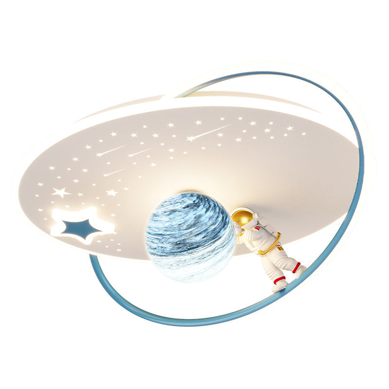 Contemporary Creative Kid Spherical Round Iron Glass Acrylic LED Flush Mount Ceiling Light Bedroom Lighting Fixture Modern Children's Room Illumination Stylish Unique Design Energy-Efficient Bright Ceiling Light for Kids Room Decor