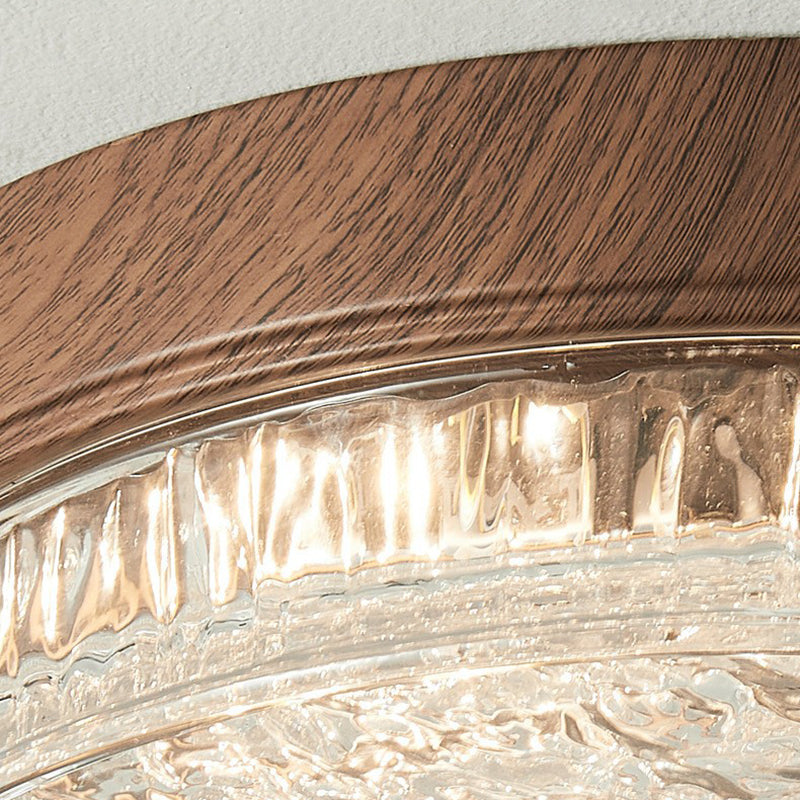 Contemporary Nordic Round Wood Grain LED Flush Mount Light for Bedroom