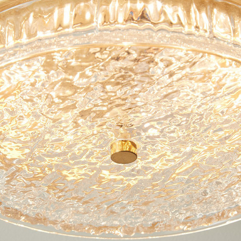 Contemporary Nordic Round Wood Grain LED Flush Mount Light for Bedroom