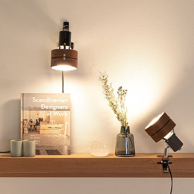 Traditional Japanese Round Clip Wood Iron Acrylic 1-Light Table Lamp Bedroom Nightstand Lighting - Elegant Asian Home Decor, Minimalist Design, Ambient Illumination, Soft Glow, Decorative Accent Lamp