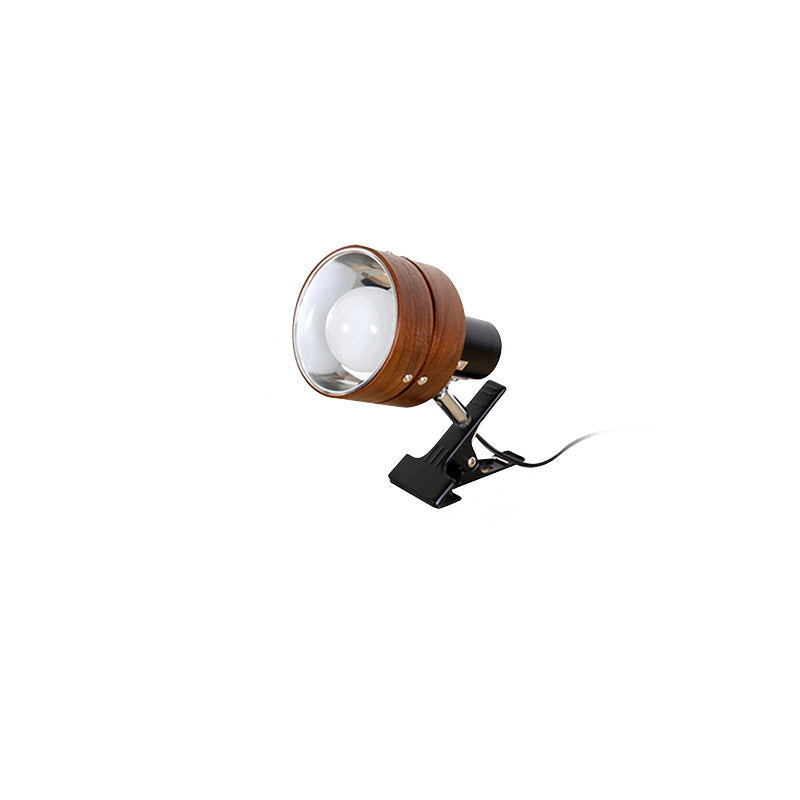 Traditional Japanese Round Clip Wood Iron Acrylic 1-Light Table Lamp Bedroom Nightstand Lighting - Elegant Asian Home Decor, Minimalist Design, Ambient Illumination, Soft Glow, Decorative Accent Lamp