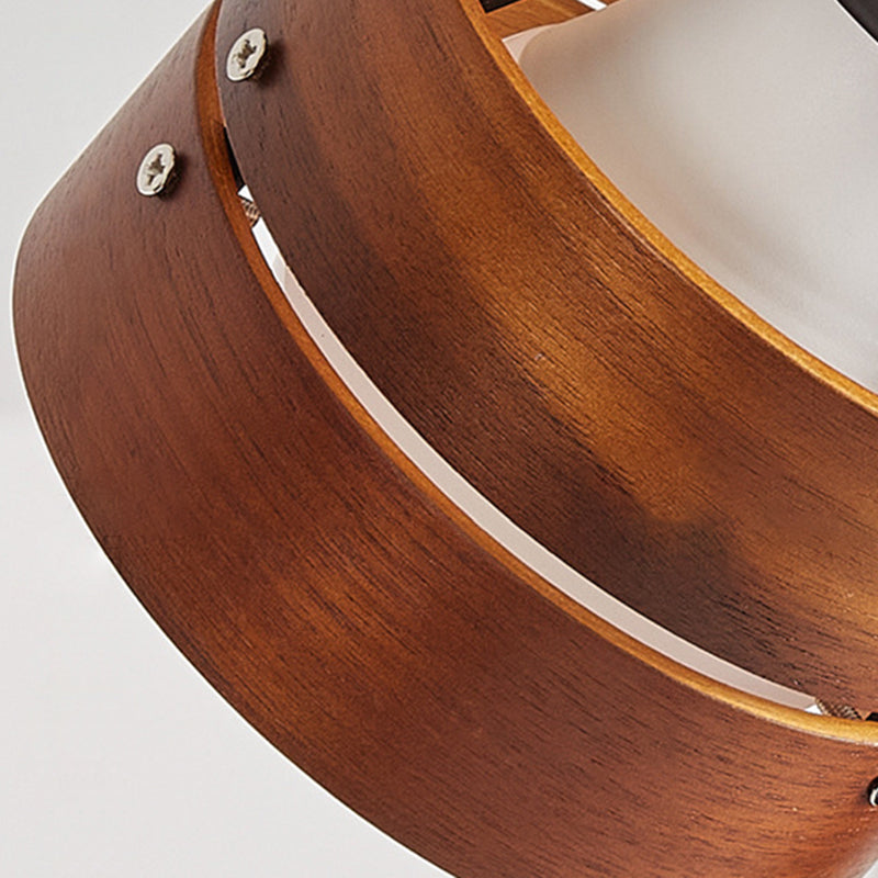 Traditional Japanese Round Clip Wood Iron Acrylic 1-Light Table Lamp Bedroom Nightstand Lighting - Elegant Asian Home Decor, Minimalist Design, Ambient Illumination, Soft Glow, Decorative Accent Lamp