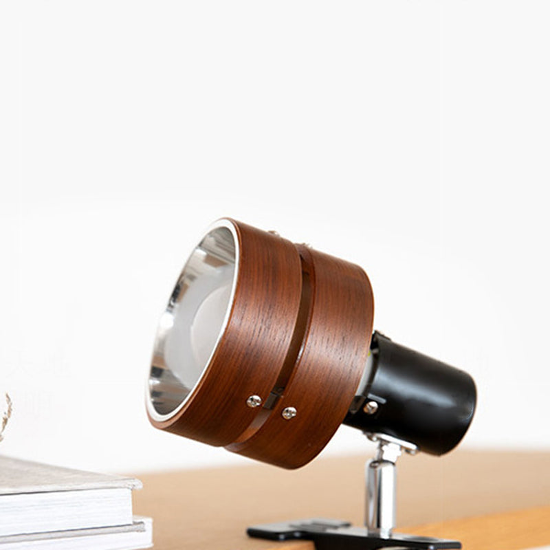 Traditional Japanese Round Clip Wood Iron Acrylic 1-Light Table Lamp Bedroom Nightstand Lighting - Elegant Asian Home Decor, Minimalist Design, Ambient Illumination, Soft Glow, Decorative Accent Lamp