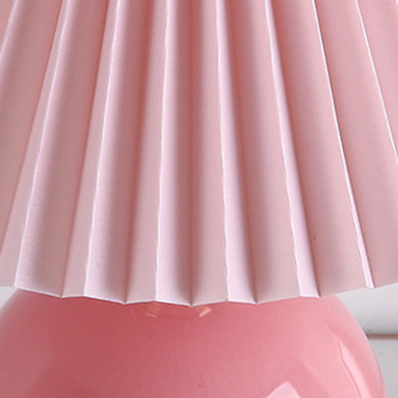 Modern Art Deco Pleated Fabric Ceramic Table Lamp - 1-Light Bedroom Decor