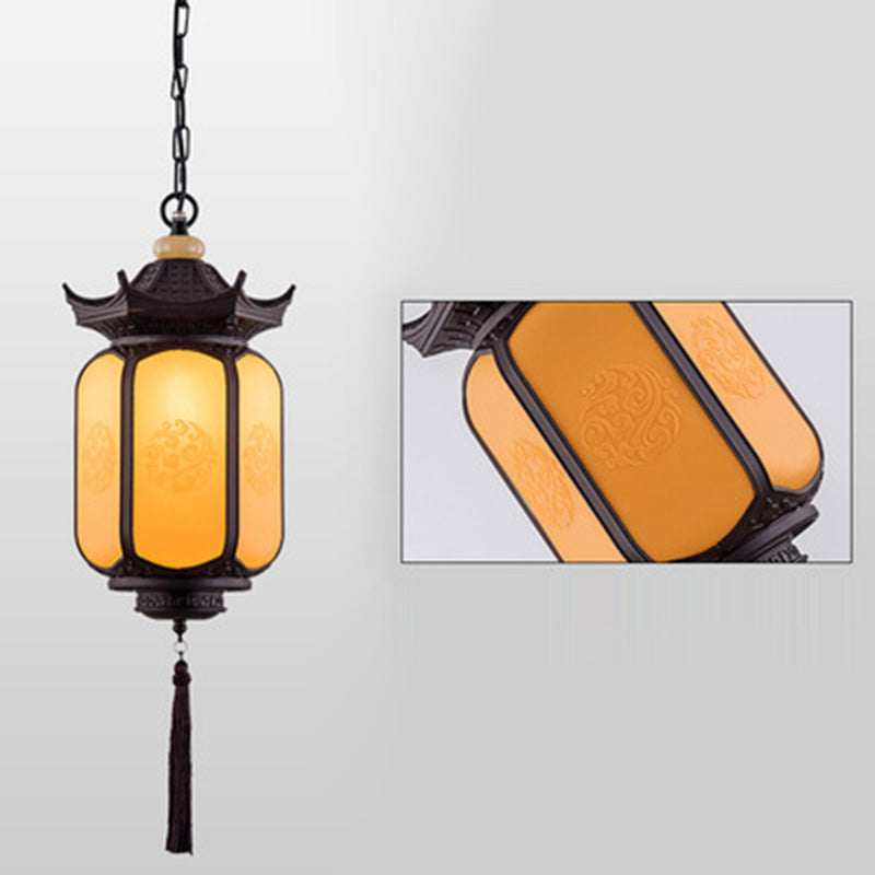 Traditional Chinese Waterproof Hexagonal Lantern Pendant Light for Garden