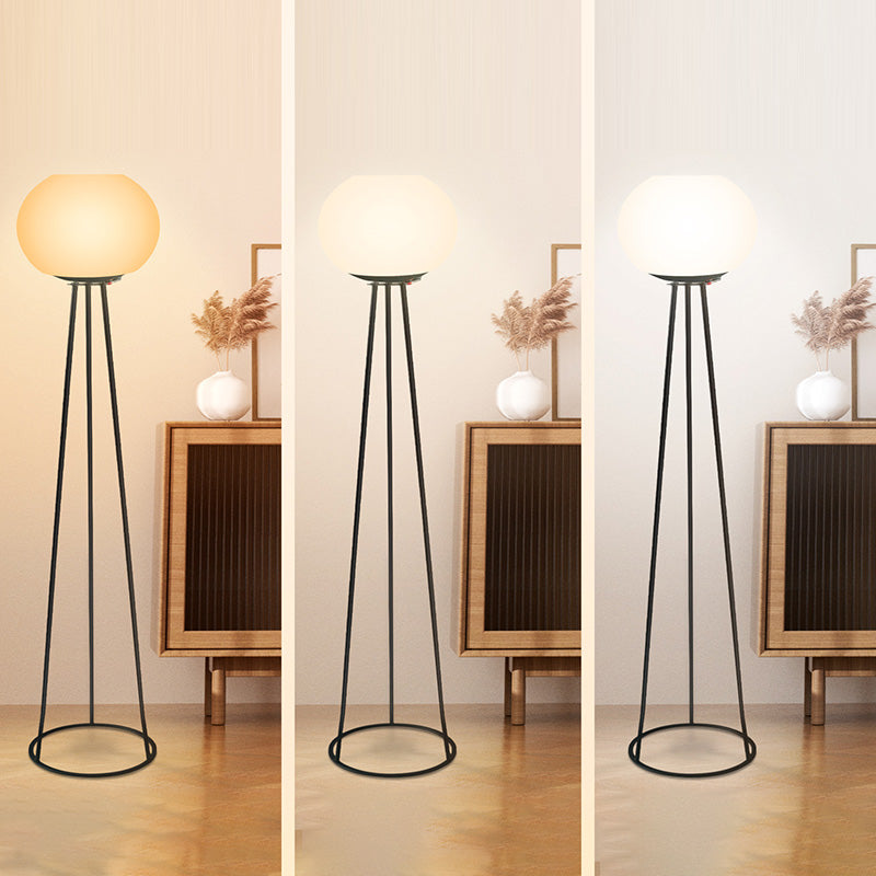 Modern Minimalist Solar Oval Tripod Floor Lamp for Outdoor Patio with PE LED Light
