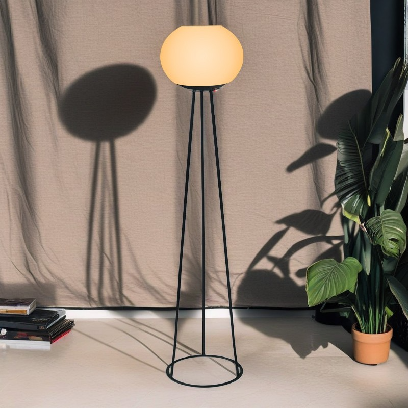 Modern Minimalist Solar Oval Tripod Floor Lamp for Outdoor Patio with PE LED Light