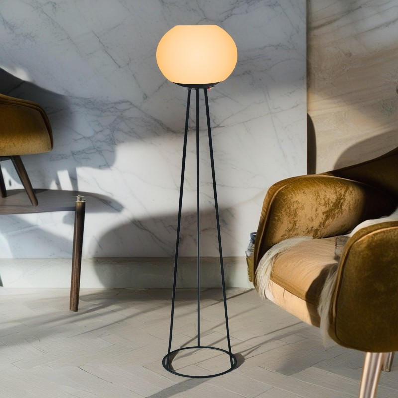 Modern Minimalist Solar Oval Tripod Floor Lamp for Outdoor Patio with PE LED Light