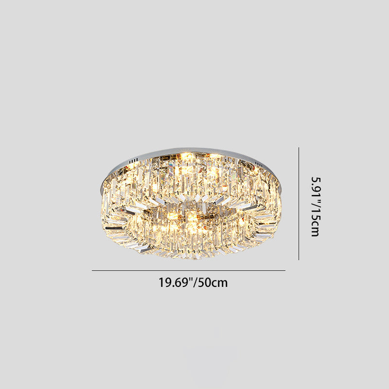 Modern Crystal Stainless Steel LED Flush Mount Light for Living Room