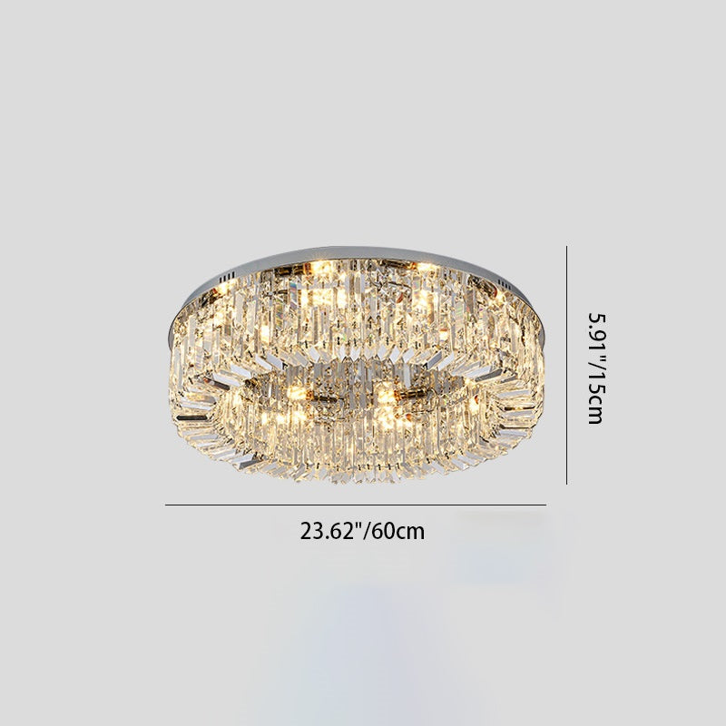 Modern Crystal Stainless Steel LED Flush Mount Light for Living Room