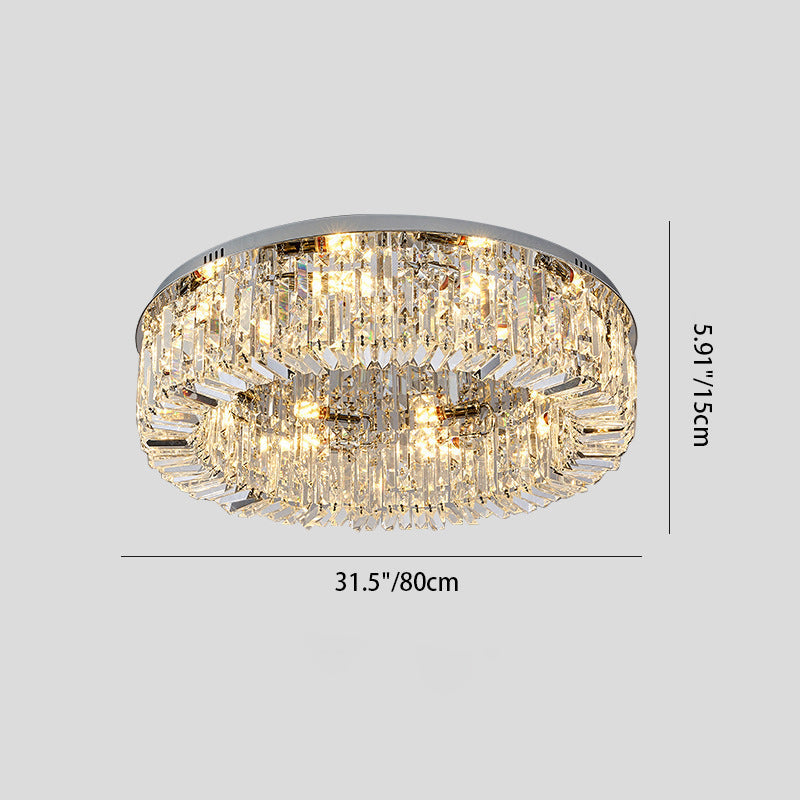 Modern Crystal Stainless Steel LED Flush Mount Light for Living Room