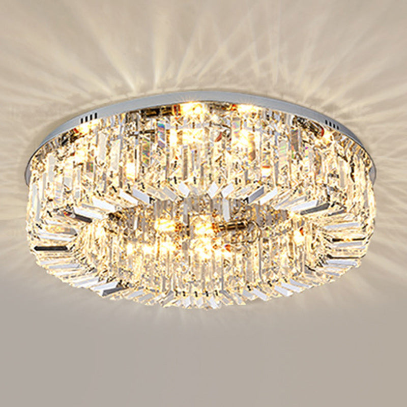 Modern Crystal Stainless Steel LED Flush Mount Light for Living Room