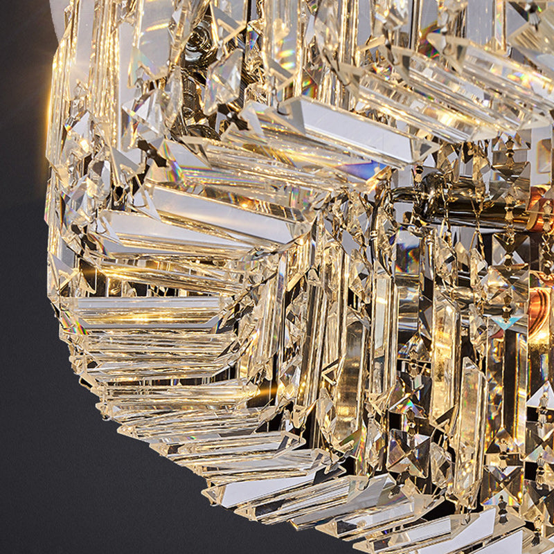 Modern Crystal Stainless Steel LED Flush Mount Light for Living Room