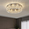 Modern Crystal Stainless Steel LED Flush Mount Light for Living Room