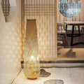 Traditional Chinese Cylinder Bamboo Floor Lamp - 1-Light Standing Design for Living Room, Elegant Home Décor, Asian-Inspired Lighting