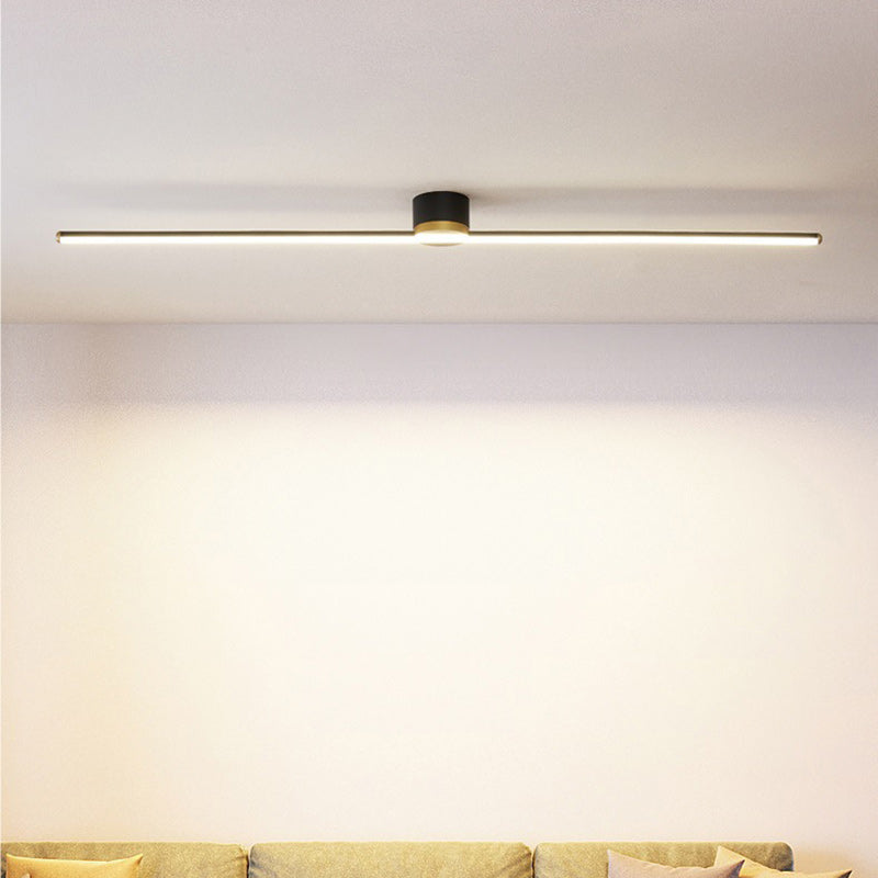 Modern Minimalist Round LED Semi-Flush Mount Ceiling Light for Living Room, Aluminum & Silicone Design, Industrial Style Fixture