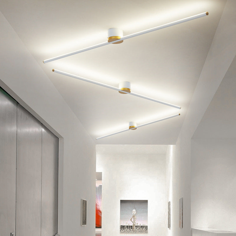 Modern Minimalist Round LED Semi-Flush Mount Ceiling Light for Living Room, Aluminum & Silicone Design, Industrial Style Fixture