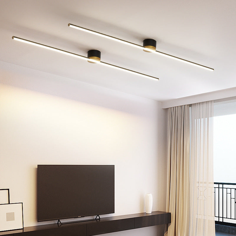 Modern Minimalist Round LED Semi-Flush Mount Ceiling Light for Living Room, Aluminum & Silicone Design, Industrial Style Fixture