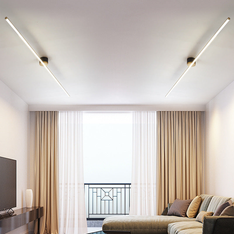 Modern Minimalist Round LED Semi-Flush Mount Ceiling Light for Living Room, Aluminum & Silicone Design, Industrial Style Fixture