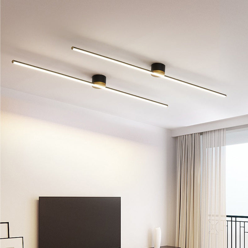 Modern Minimalist Round LED Semi-Flush Mount Ceiling Light for Living Room, Aluminum & Silicone Design, Industrial Style Fixture