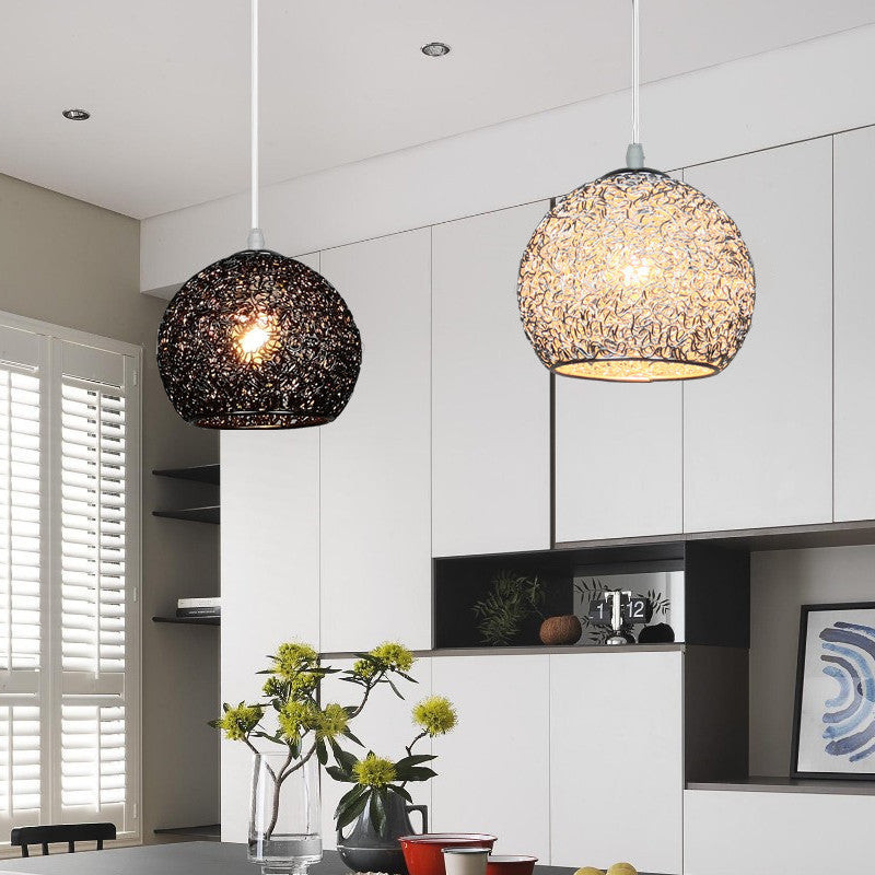 Modern Art Deco Orb Dome Aluminum Pendant Light for Living Room
