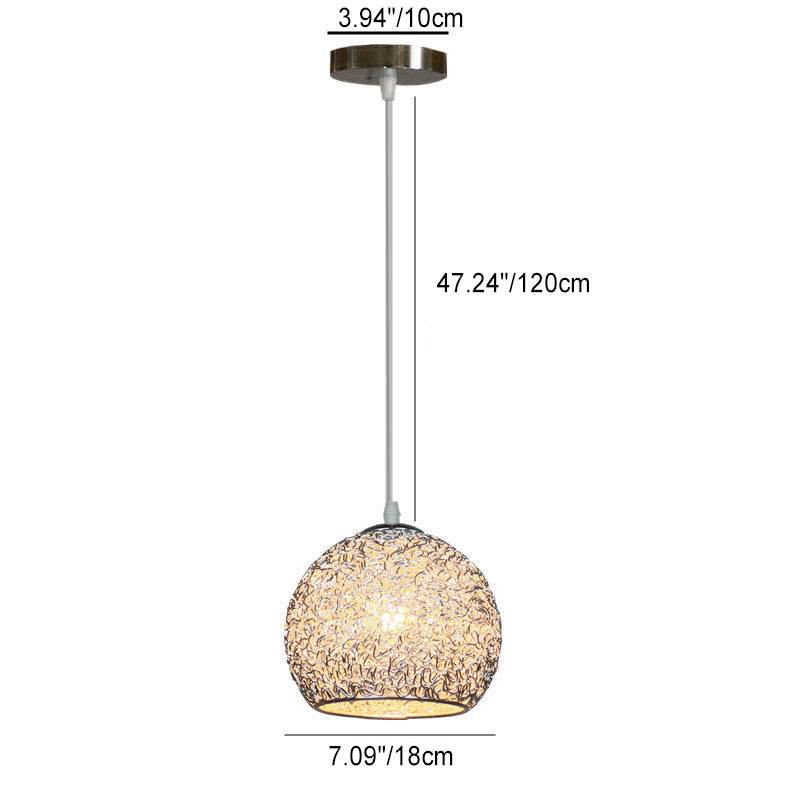 Modern Art Deco Orb Dome Aluminum Pendant Light for Living Room