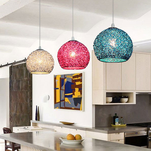 Modern Art Deco Orb Dome Aluminum Pendant Light for Living Room