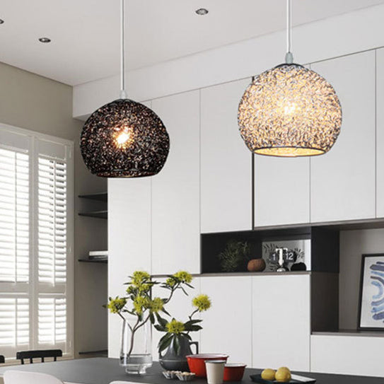 Modern Art Deco Orb Dome Aluminum Pendant Light for Living Room