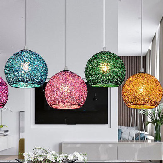 Modern Art Deco Orb Dome Aluminum Pendant Light for Living Room