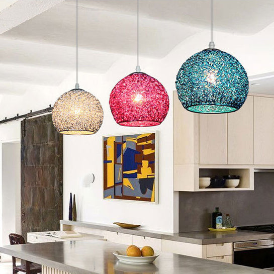Modern Art Deco Orb Dome Aluminum Pendant Light for Living Room