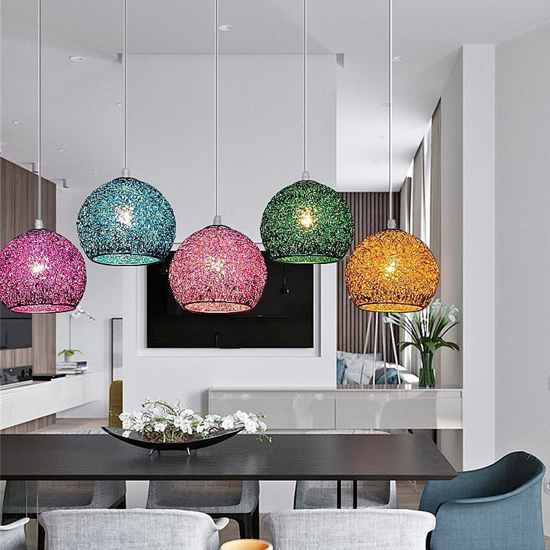 Modern Art Deco Orb Dome Aluminum Pendant Light for Living Room