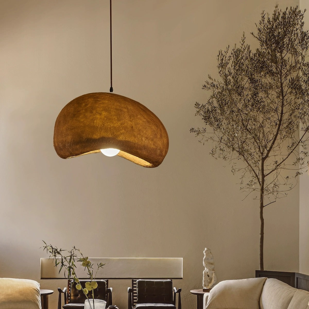 Contemporary Vintage Clouds Pendant Light - Irregular Round Iron Resin 1-Light Fixture for Living Room